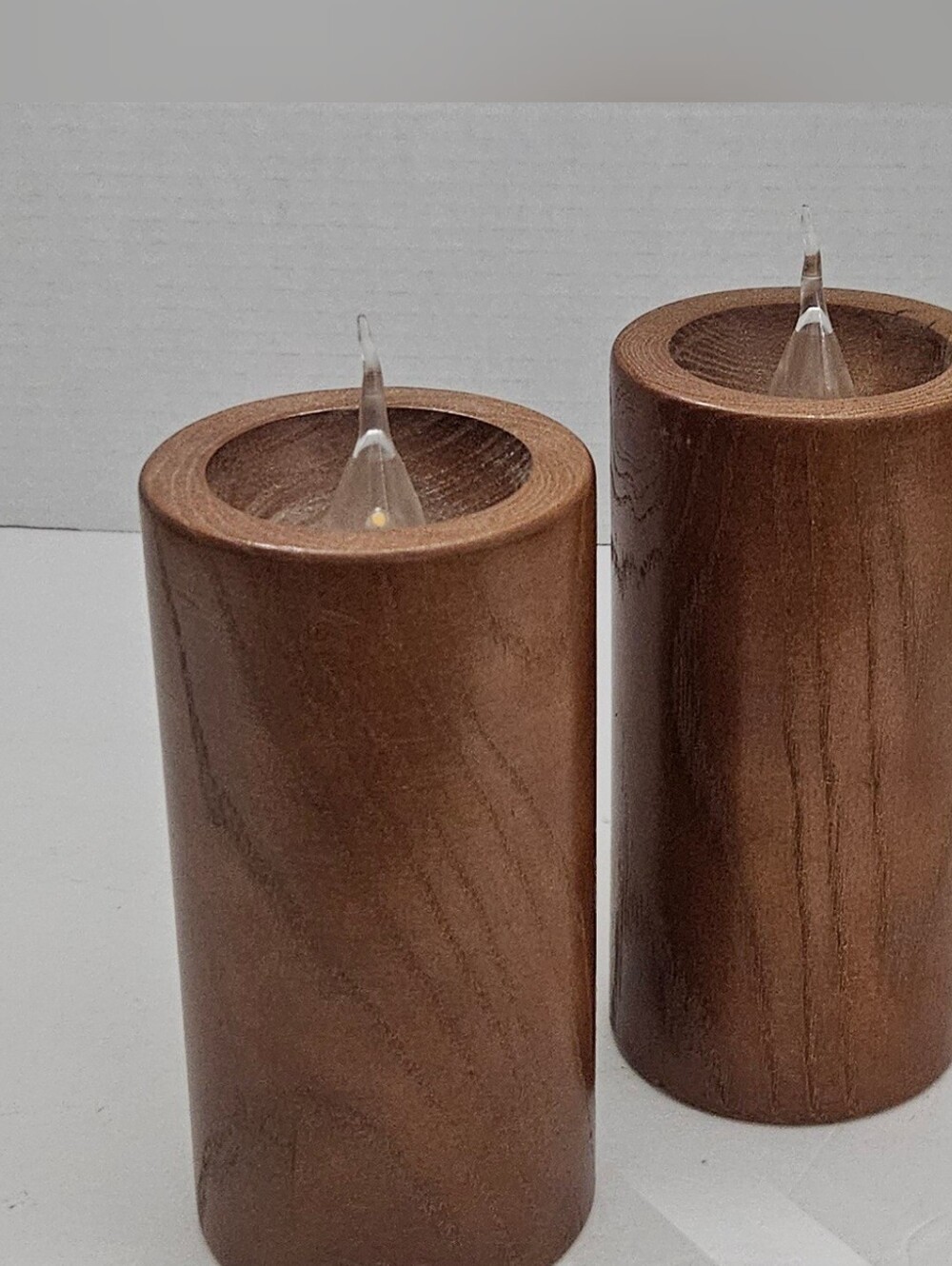 Mid Century Modern Solid Wood Faux Candles - 6 Inch Flameless Decor